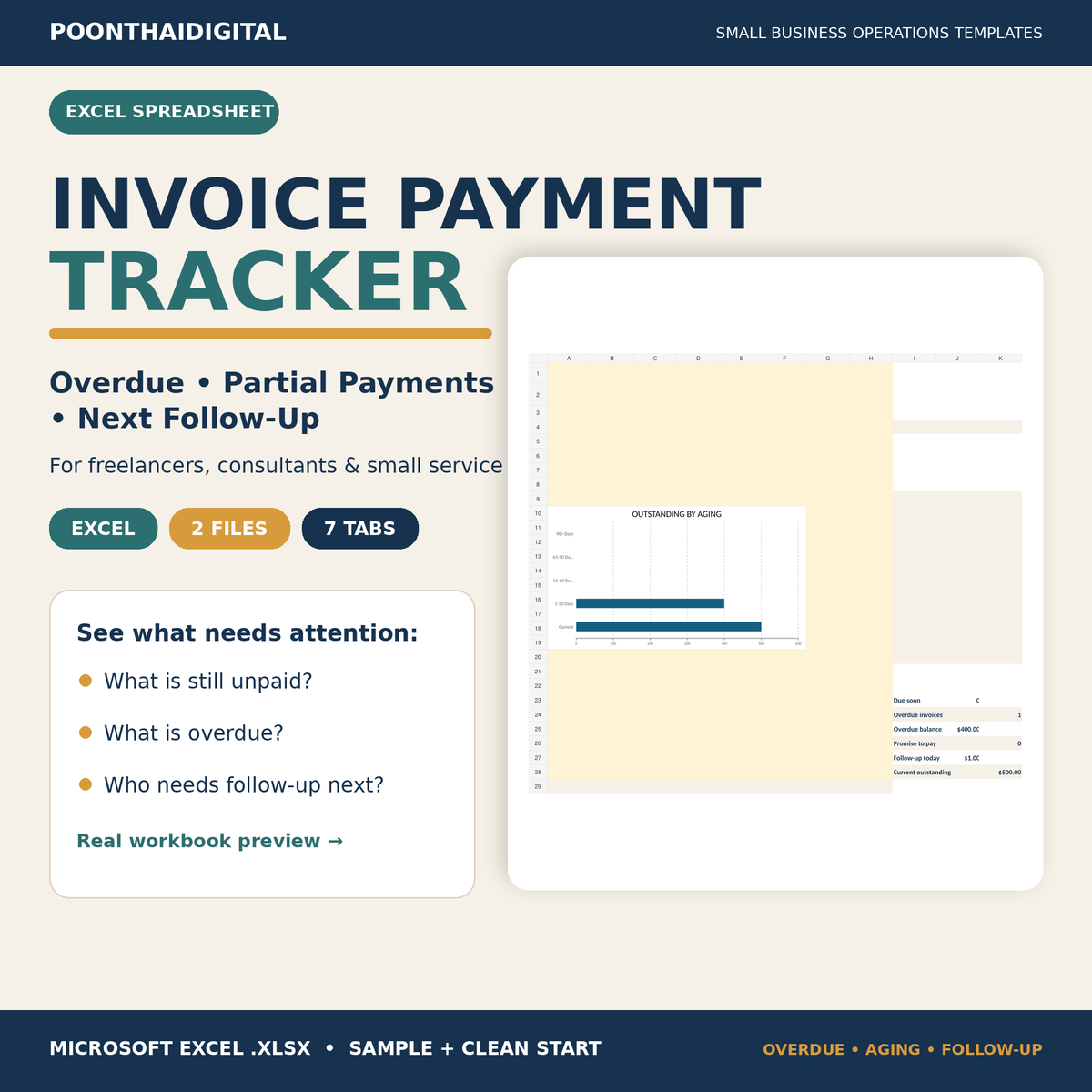 Invoice Payment Tracker Excel for small business accounts receivable and payment follow-up