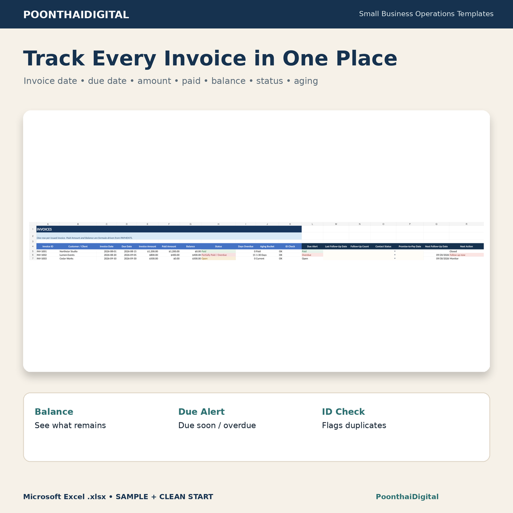 Invoice tracking worksheet preview