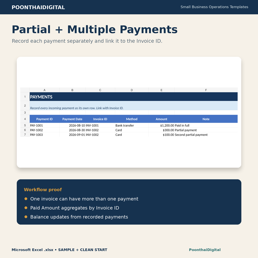 Payment tracking worksheet preview